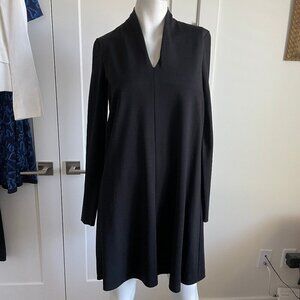 COS Minimalist Contemporary LS VNeck Lyocell Nylon Blend A Line Dress Black XS